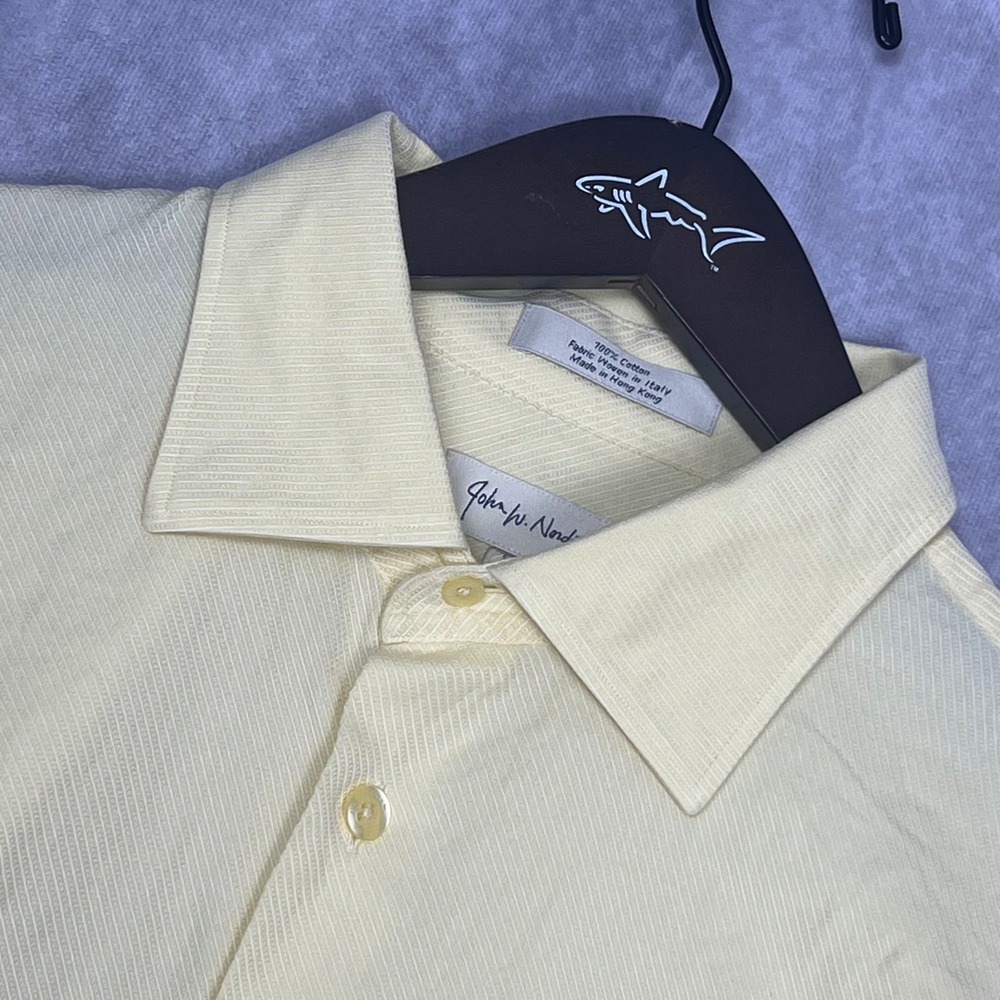 John W.‎ Nordstrom Dress Shirt Mens 17" Neck Yellow Italian Fabric